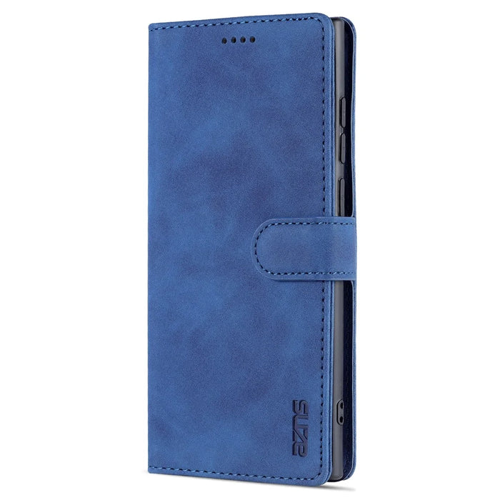 AZNS For Samsung Galaxy S24 Ultra Case Leather Protected Fully Folio Flip Stand Phone Shell - Blue - 7