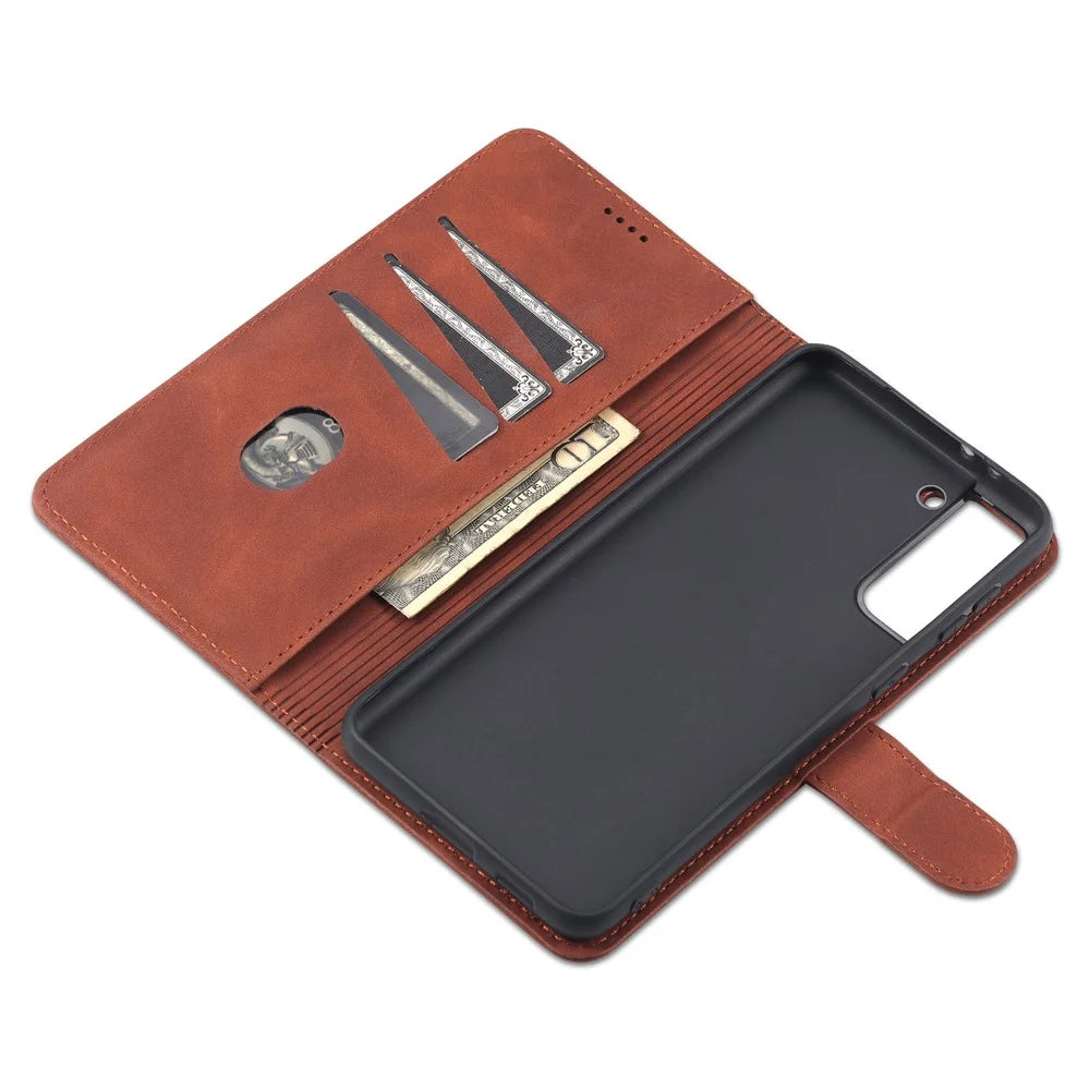 AZNS For Samsung Galaxy S24+ Phone Case Shockproof PU Leather Card Slots Phone Cover - Brown - 6