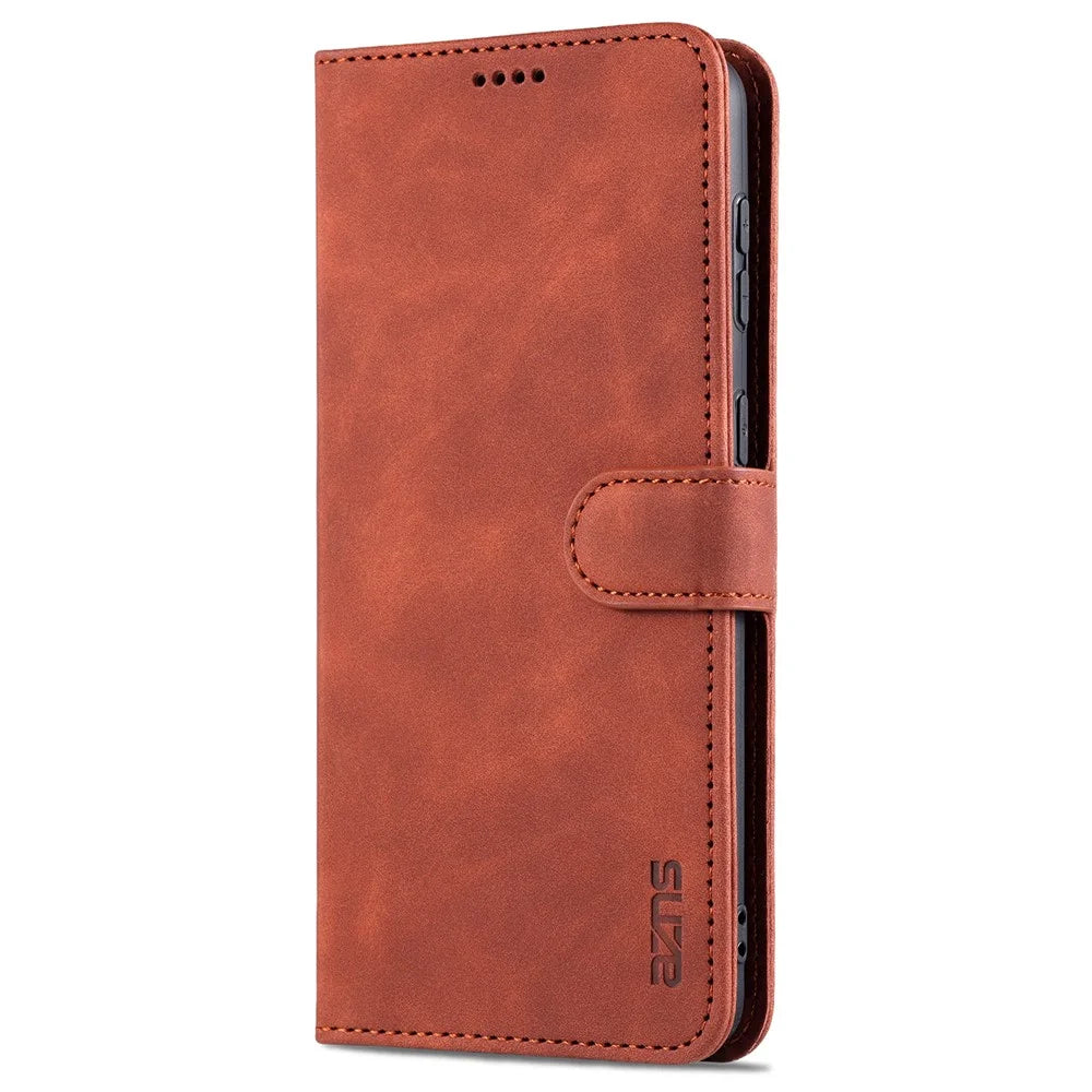 AZNS For Samsung Galaxy S24+ Phone Case Shockproof PU Leather Card Slots Phone Cover - Brown - 7