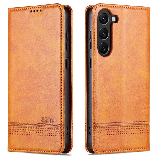 AZNS For Samsung Galaxy S24 Case PU Leather+TPU Magnetic Suction Phone Shell Cover - Brown - 1