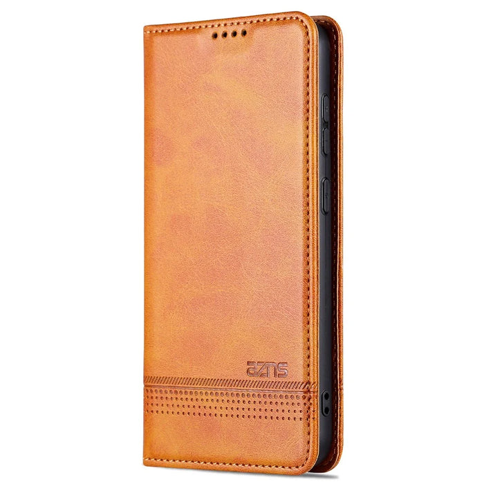 AZNS For Samsung Galaxy S24 Case PU Leather+TPU Magnetic Suction Phone Shell Cover - Brown - 7
