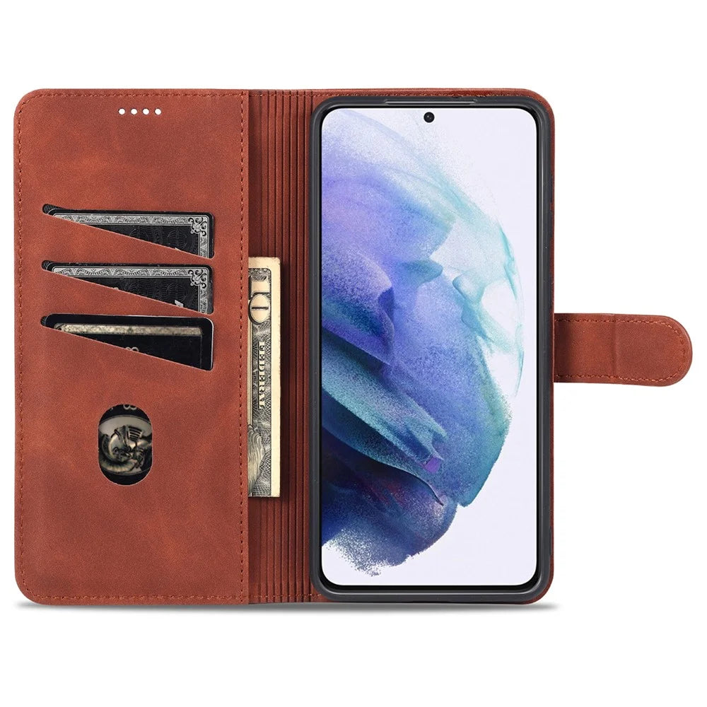 AZNS For Samsung Galaxy S24 Cell Phone Case Wallet Stand PU Leather Shell Phone Cover - Brown - 2