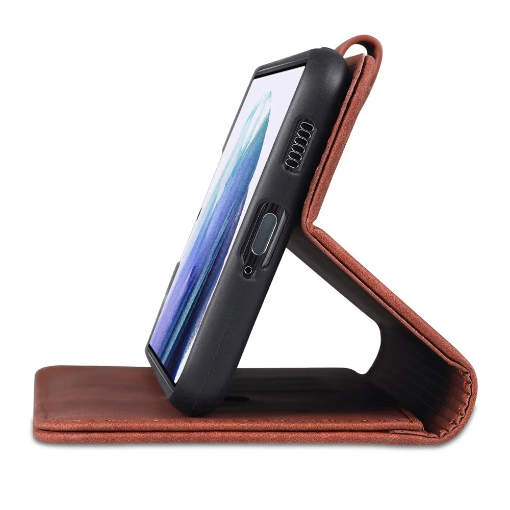 AZNS For Samsung Galaxy S24 Cell Phone Case Wallet Stand PU Leather Shell Phone Cover - Brown - 5