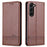AZNS For Samsung Galaxy S24+ Case Scratch-resistant PU Leather+TPU Stand Phone Protector - Coffee - 1