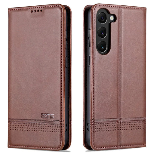 AZNS For Samsung Galaxy S24+ Case Scratch-resistant PU Leather+TPU Stand Phone Protector - Coffee - 1