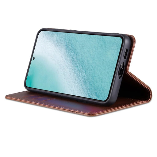 AZNS For Samsung Galaxy S24+ Case Scratch-resistant PU Leather+TPU Stand Phone Protector - Coffee - 2