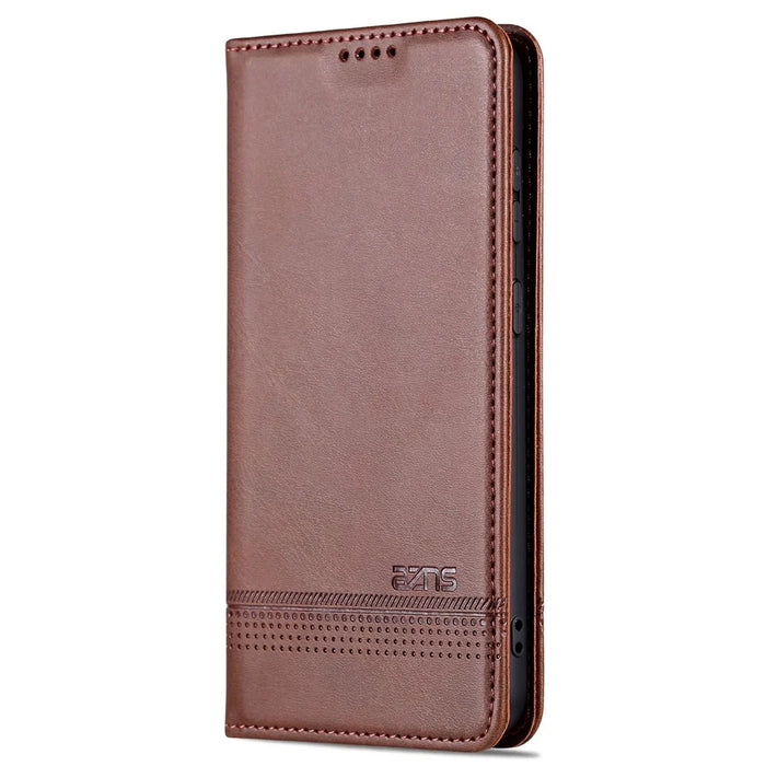 AZNS For Samsung Galaxy S24+ Case Scratch-resistant PU Leather+TPU Stand Phone Protector - Coffee - 7