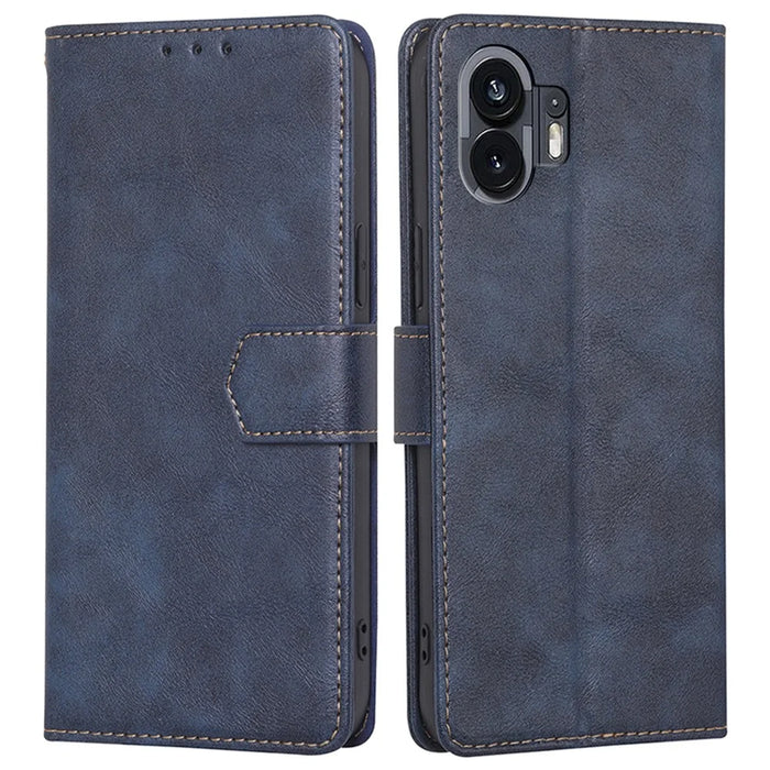 For Nothing Phone (2) Case Anti-fall PU Leather RFID Blocking Stand Cell Phone Cover - Blue - 1