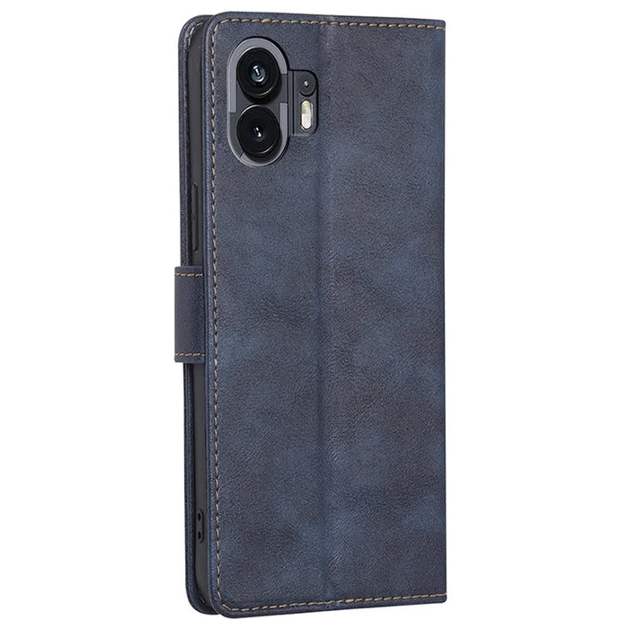 For Nothing Phone (2) Case Anti-fall PU Leather RFID Blocking Stand Cell Phone Cover - Blue - 7