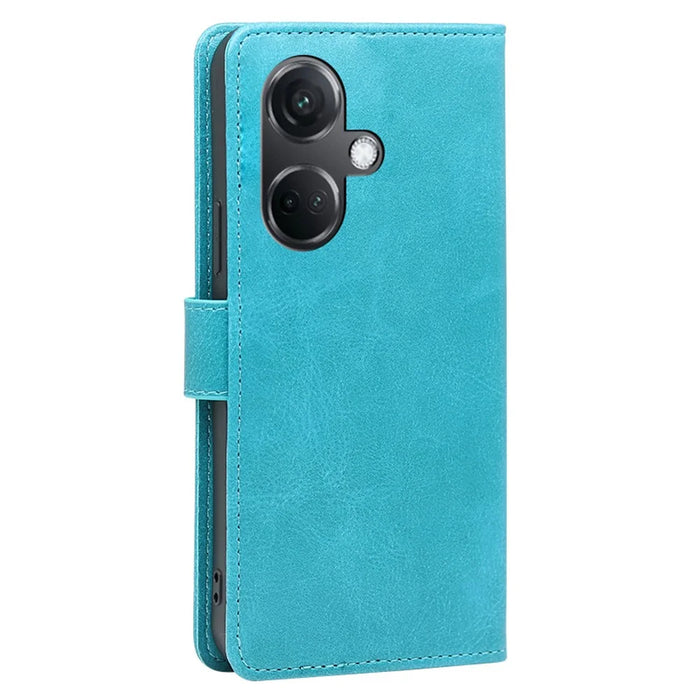 For OnePlus Nord CE3 5G Case Magnetic Clasp Calf Texture PU Leather Phone Shell - Baby Blue - 6