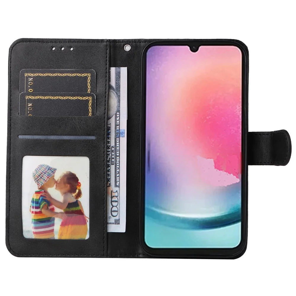 For Samsung Galaxy A25 5G (Global) (161.0 x 76.5 x 8.3mm) Case PU Leather Magnetic Closure Phone Cover - Black - 2