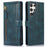 For Samsung Galaxy S24 Ultra Case Zipper Pocket PU Leather Wallet Stand Phone Cover - Blue - 1