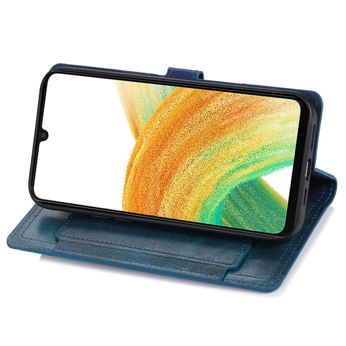 For Samsung Galaxy S24 Ultra Case Zipper Pocket PU Leather Wallet Stand Phone Cover - Blue - 3