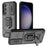 For Samsung Galaxy S24 Case Shockproof PC + TPU Slide Lens Kickstand Phone Cover - Black - 1
