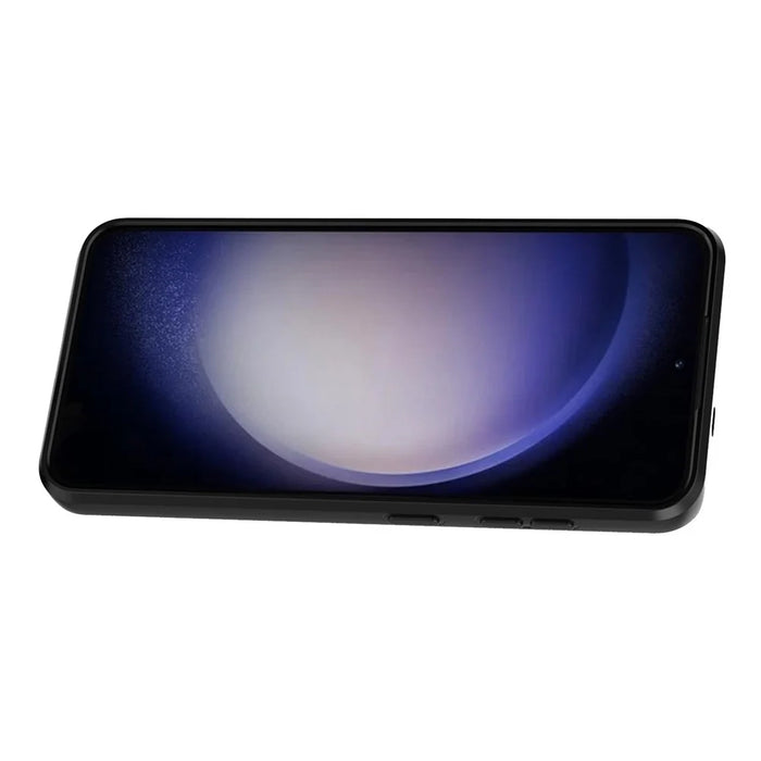 For Samsung Galaxy S24 Case Shockproof PC + TPU Slide Lens Kickstand Phone Cover - Black - 2