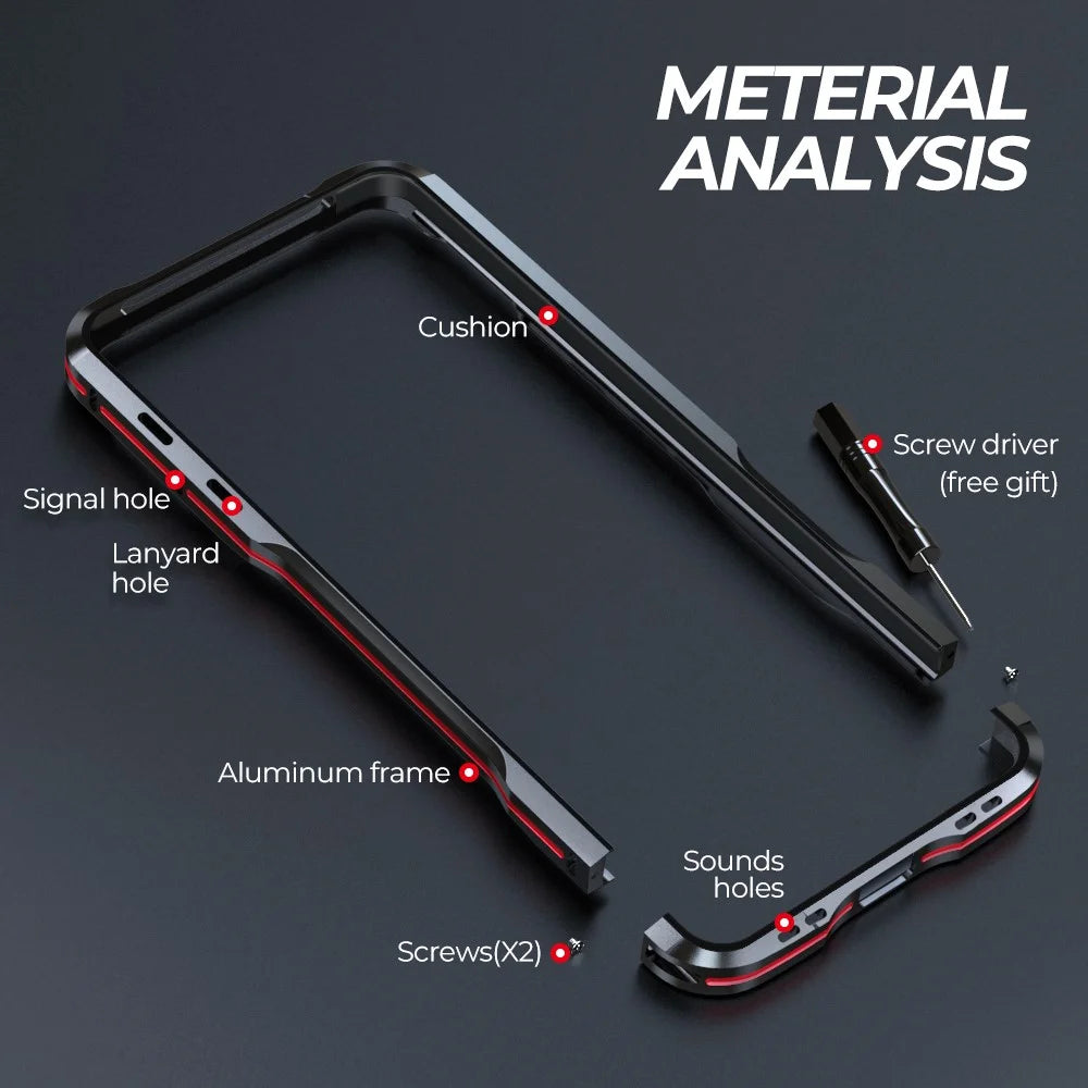 LUPHIE For Google Pixel 8 Pro Case Metal Bumper Protective Phone Frame Cover - Black  /  Red - 6