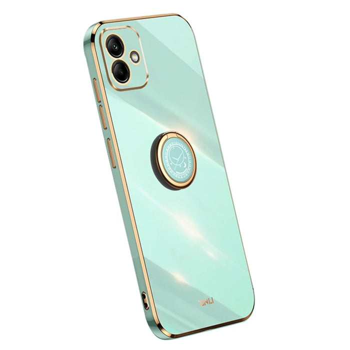 XINLI For Samsung Galaxy A05 4G Case Electroplating Edge Ring Kickstand TPU Cover - Cyan - 1