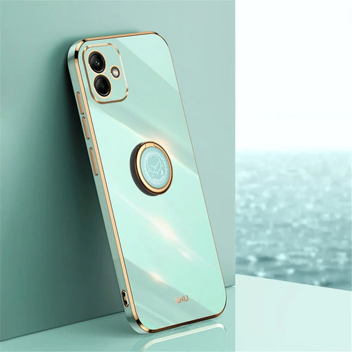 XINLI For Samsung Galaxy A05 4G Case Electroplating Edge Ring Kickstand TPU Cover - Cyan - 2