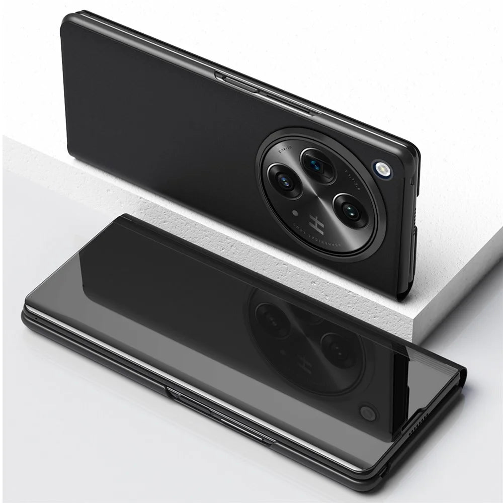 For OnePlus Open / Oppo Find N3 5G Flip Leather Cover with Stand Full Body Protective Phone Case - Black - 3