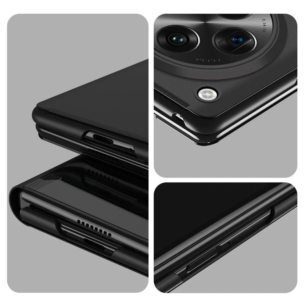 For OnePlus Open / Oppo Find N3 5G Flip Leather Cover with Stand Full Body Protective Phone Case - Black - 5