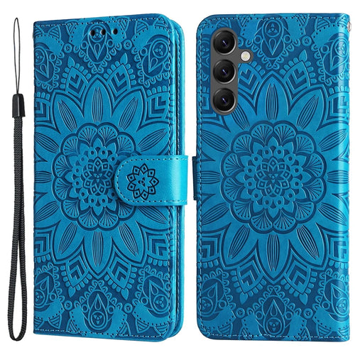 For Samsung Galaxy A25 5G (Global) (161.0 x 76.5 x 8.3mm) Case Leather Wallet Flip Stand Protective Phone Cover - Blue - 1