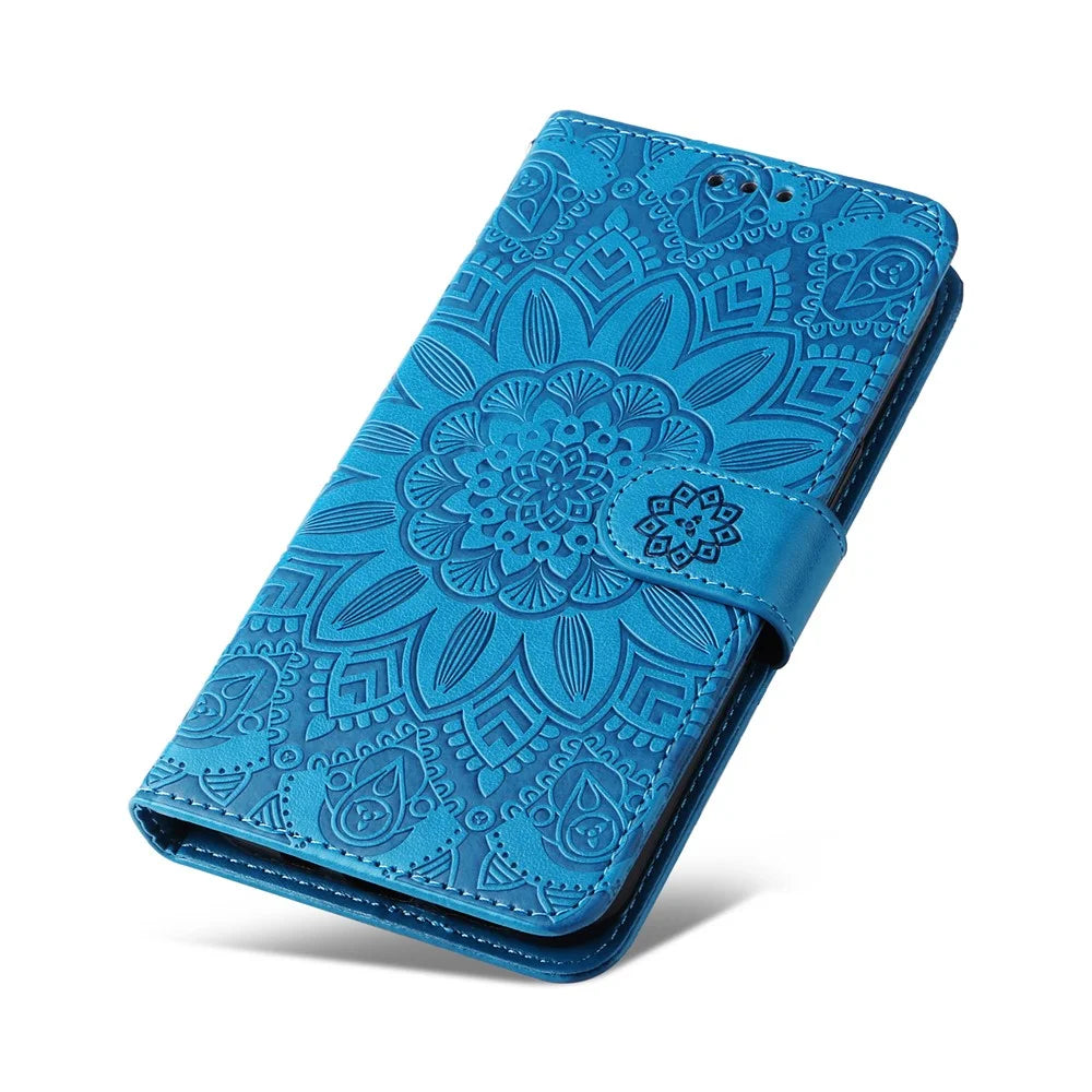 For Samsung Galaxy A25 5G (Global) (161.0 x 76.5 x 8.3mm) Case Leather Wallet Flip Stand Protective Phone Cover - Blue - 7