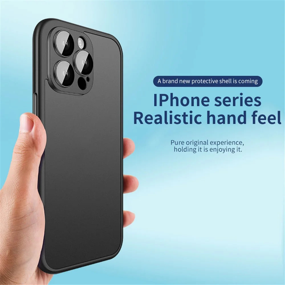 VOERO Slim Bumper Frame for iPhone 13 Pro 6.1 inch Case Hard PC Phone Cover with PC Lens Film - Black - 2