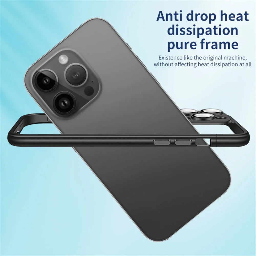 VOERO Slim Bumper Frame for iPhone 13 Pro 6.1 inch Case Hard PC Phone Cover with PC Lens Film - Black - 3