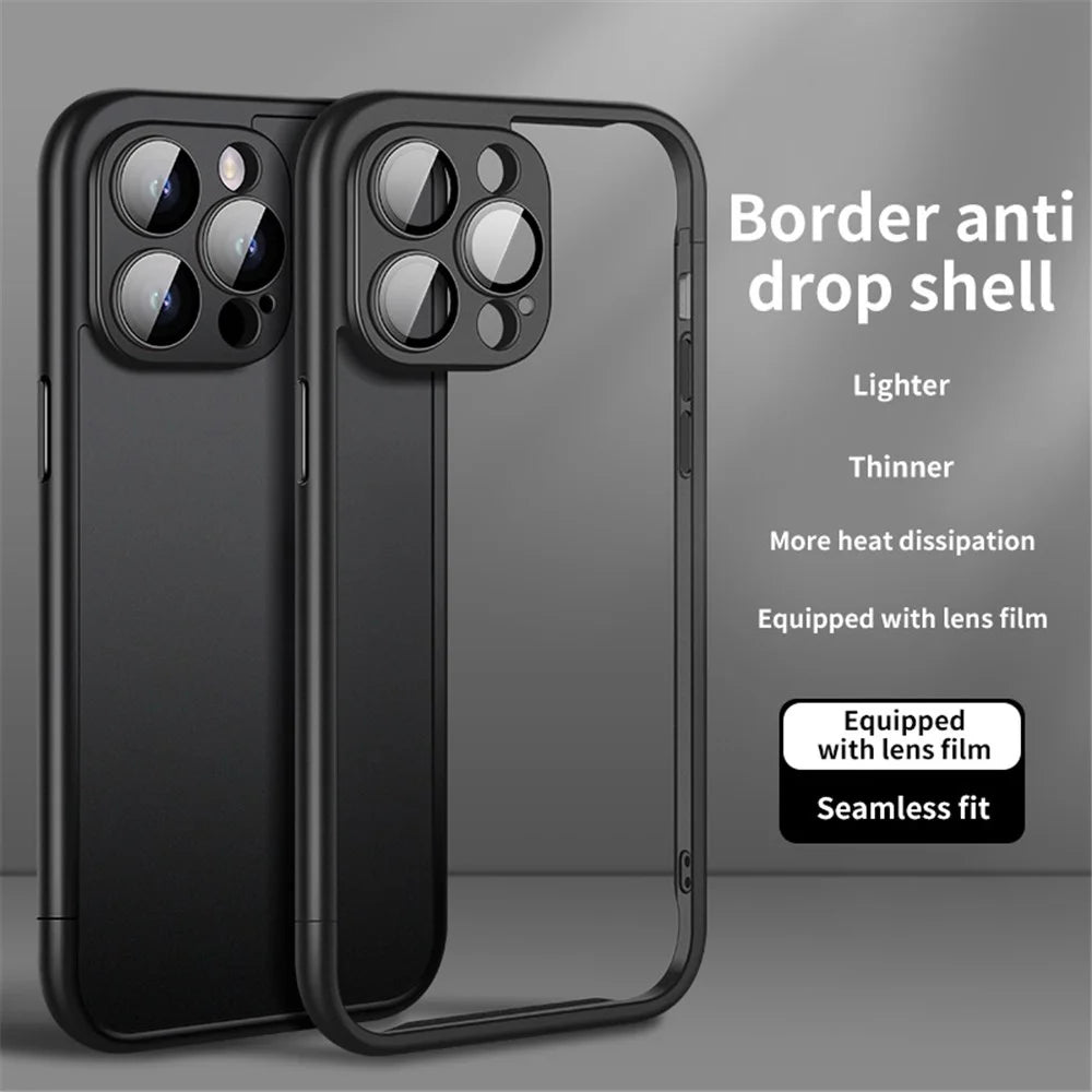 VOERO Slim Bumper Frame for iPhone 13 Pro 6.1 inch Case Hard PC Phone Cover with PC Lens Film - Black - 4