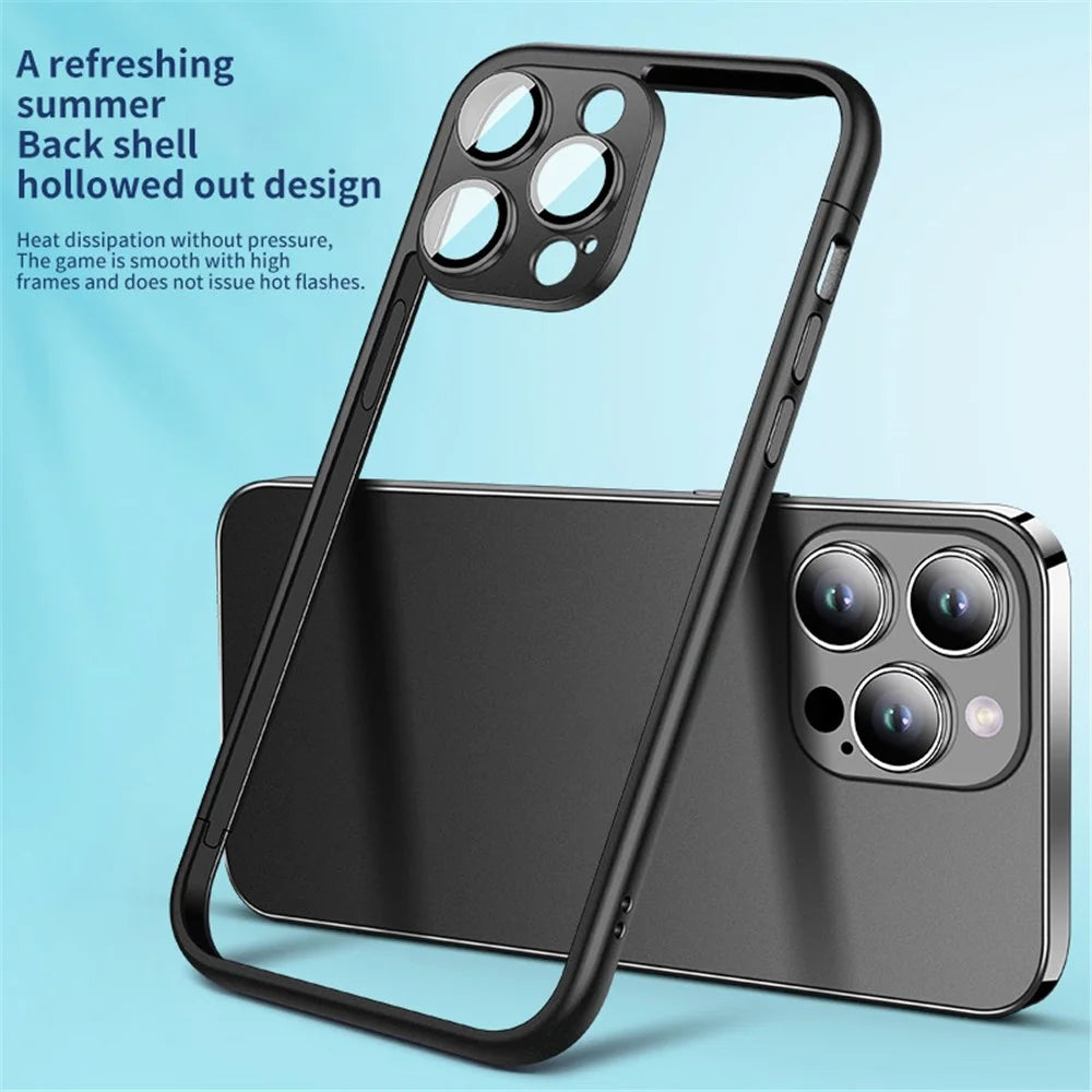 VOERO Slim Bumper Frame for iPhone 13 Pro 6.1 inch Case Hard PC Phone Cover with PC Lens Film - Black - 5
