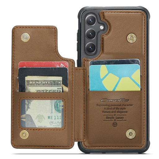 For Samsung Galaxy S23 FE Phone Case CASEME C22 Leather Back Cover with RFID Blocking Card Slots - Brown - 2