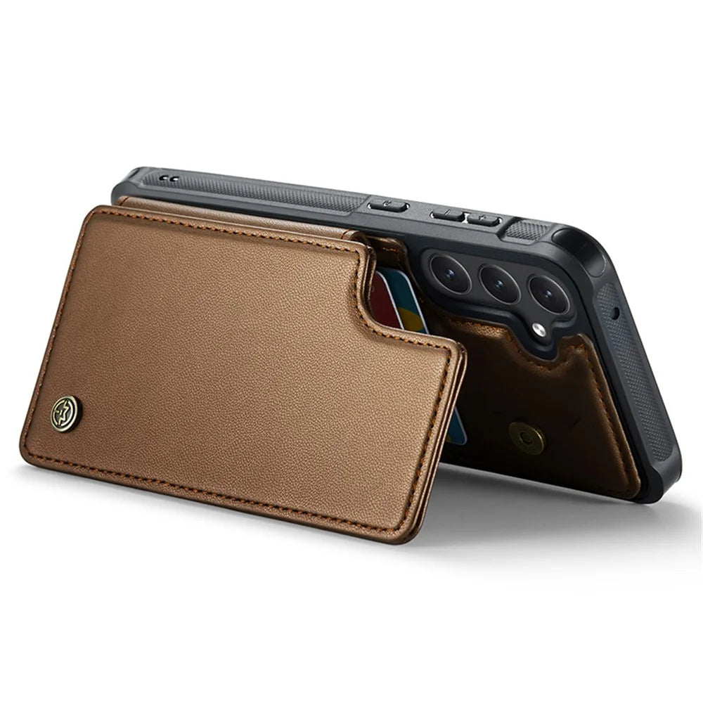 For Samsung Galaxy S23 FE Phone Case CASEME C22 Leather Back Cover with RFID Blocking Card Slots - Brown - 3