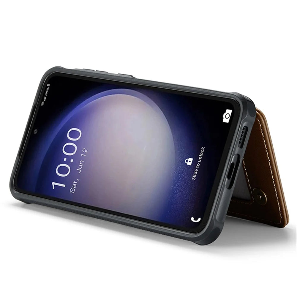 For Samsung Galaxy S23 FE Phone Case CASEME C22 Leather Back Cover with RFID Blocking Card Slots - Brown - 4