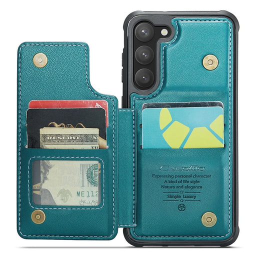 For Samsung Galaxy S23 Phone Case CASEME C22 Leather Back Cover with RFID Blocking Card Slots - Green - 2