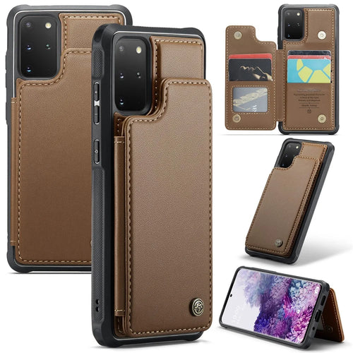 For Samsung Galaxy S20 Plus 4G / 5G Phone Case CASEME C22 Leather Back Cover with RFID Blocking Card Slots - Brown - 1