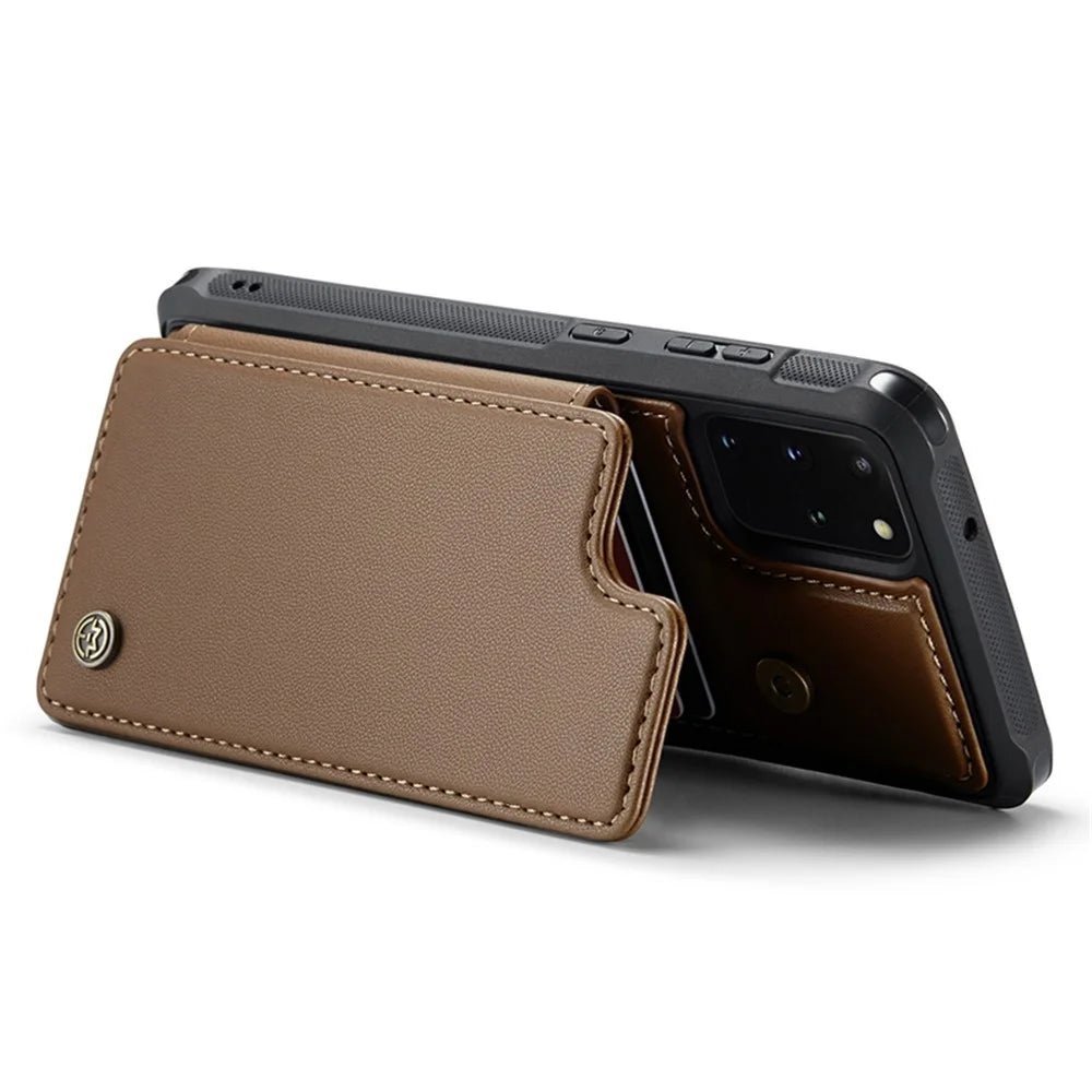 For Samsung Galaxy S20 Plus 4G / 5G Phone Case CASEME C22 Leather Back Cover with RFID Blocking Card Slots - Brown - 3