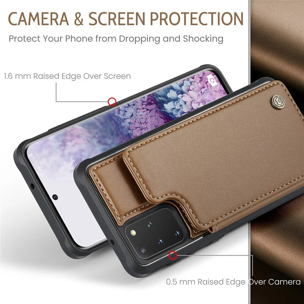 For Samsung Galaxy S20 Plus 4G / 5G Phone Case CASEME C22 Leather Back Cover with RFID Blocking Card Slots - Brown - 5