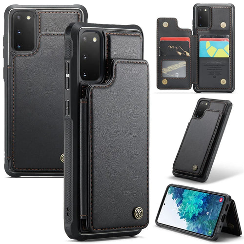 For Samsung Galaxy S20 FE / FE 5G / S20 Lite / S20 FE 2022 Phone Case CASEME C22 Leather Back Cover with RFID Blocking Card Slots - Black - 1