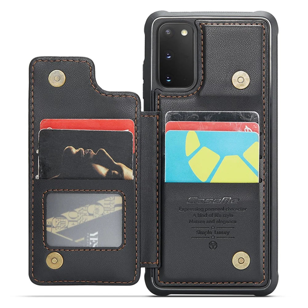 For Samsung Galaxy S20 FE / FE 5G / S20 Lite / S20 FE 2022 Phone Case CASEME C22 Leather Back Cover with RFID Blocking Card Slots - Black - 2