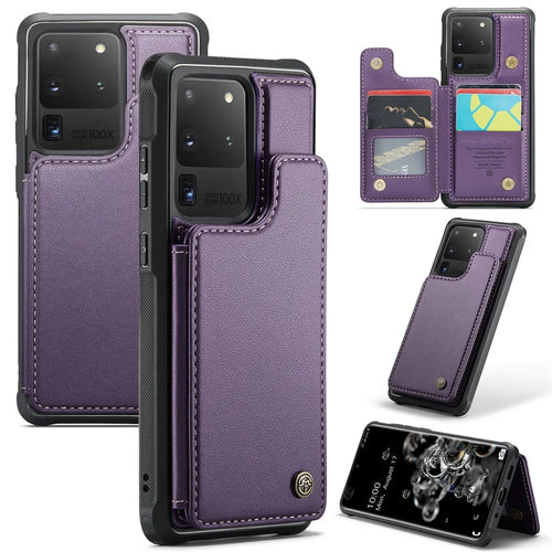 For Samsung Galaxy S20 Ultra Phone Case CASEME C22 Leather Back Cover with RFID Blocking Card Slots - Purple - 1