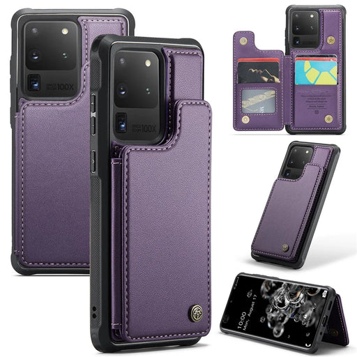 For Samsung Galaxy S20 Ultra Phone Case CASEME C22 Leather Back Cover with RFID Blocking Card Slots - Purple - 1