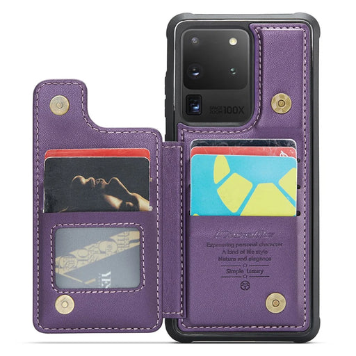 For Samsung Galaxy S20 Ultra Phone Case CASEME C22 Leather Back Cover with RFID Blocking Card Slots - Purple - 2