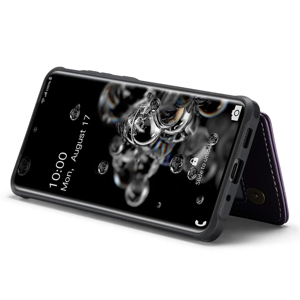For Samsung Galaxy S20 Ultra Phone Case CASEME C22 Leather Back Cover with RFID Blocking Card Slots - Purple - 4