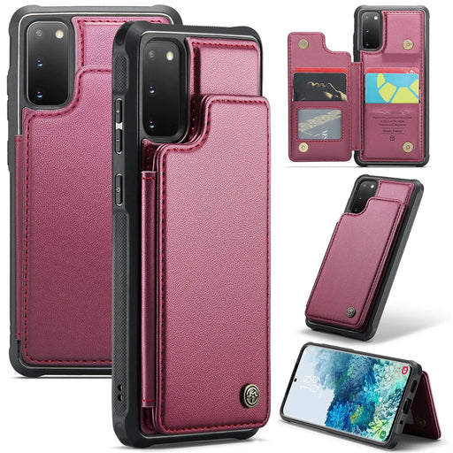 For Samsung Galaxy S20 4G / 5G Phone Case CASEME C22 Leather Back Cover with RFID Blocking Card Slots - Red - 1