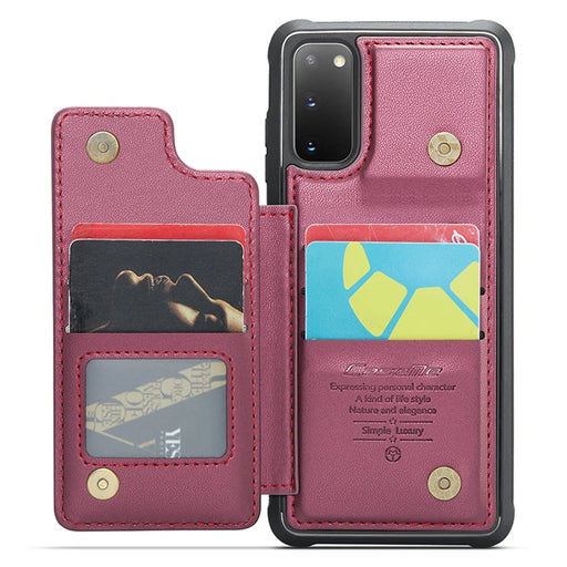 For Samsung Galaxy S20 4G / 5G Phone Case CASEME C22 Leather Back Cover with RFID Blocking Card Slots - Red - 2