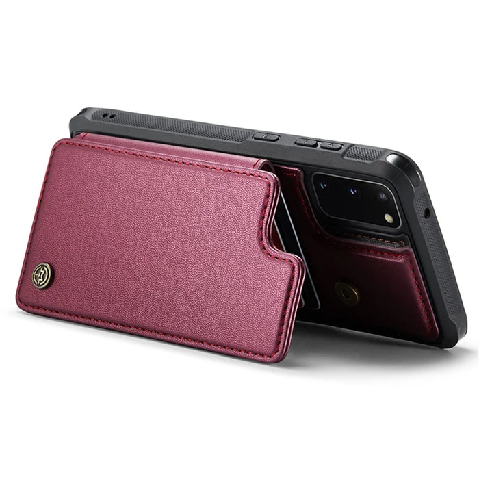 For Samsung Galaxy S20 4G / 5G Phone Case CASEME C22 Leather Back Cover with RFID Blocking Card Slots - Red - 3