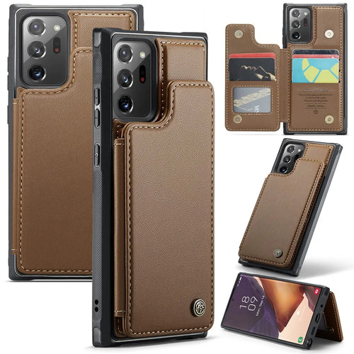 For Samsung Galaxy Note20 Ultra / Note20 Ultra 5G Phone Case CASEME C22 Leather Back Cover with RFID Blocking Card Slots - Brown - 1