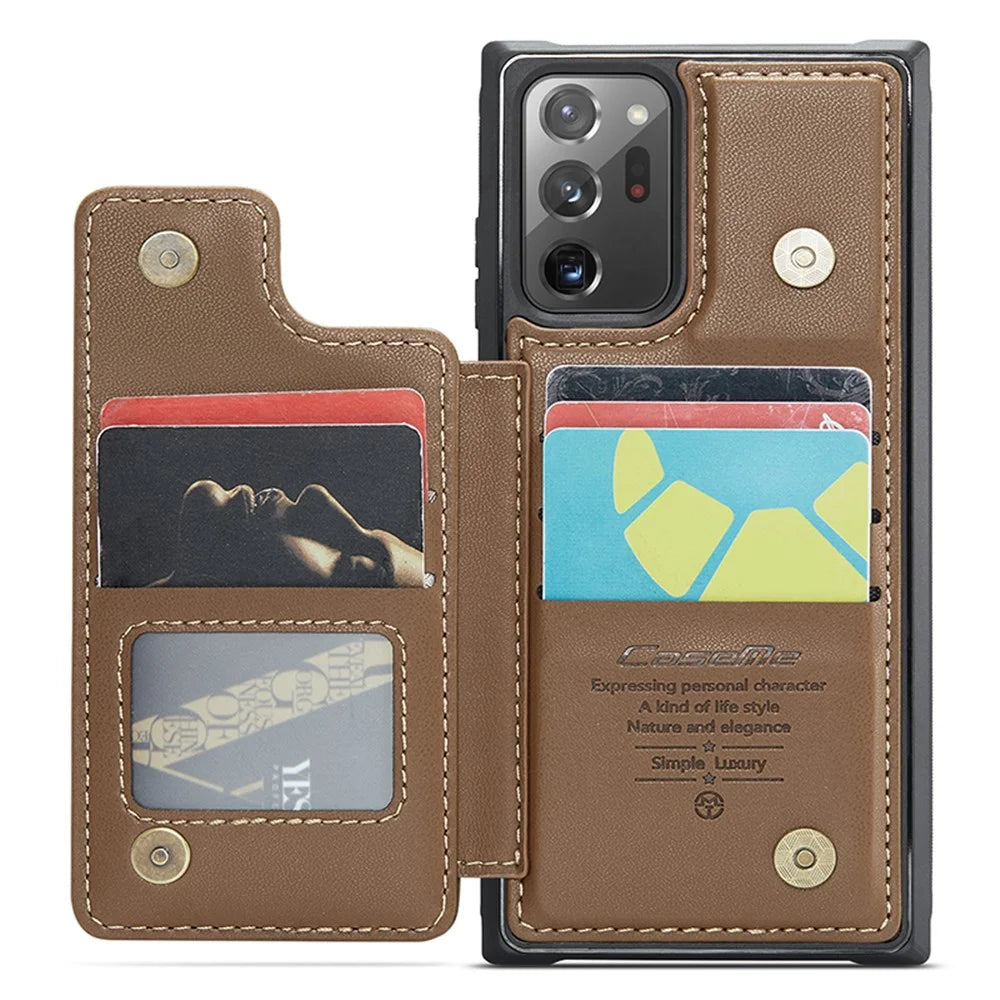 For Samsung Galaxy Note20 Ultra / Note20 Ultra 5G Phone Case CASEME C22 Leather Back Cover with RFID Blocking Card Slots - Brown - 2