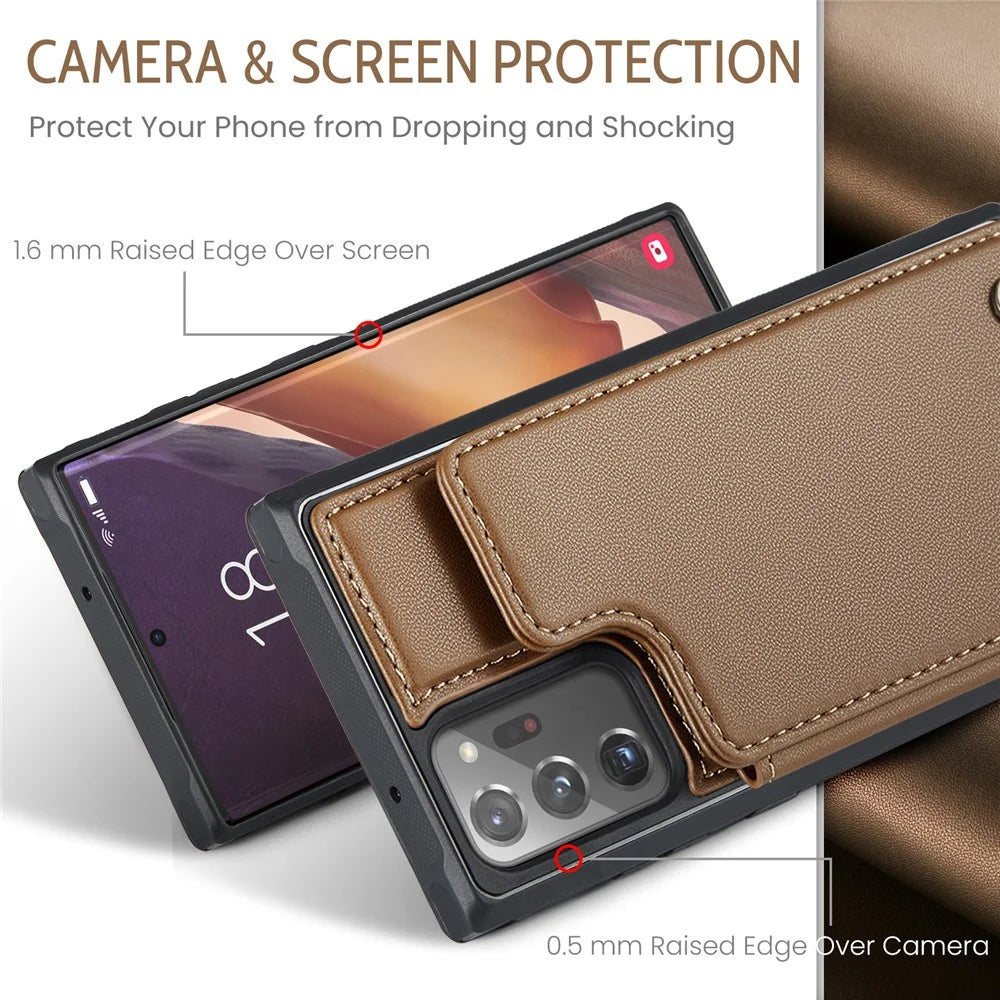 For Samsung Galaxy Note20 Ultra / Note20 Ultra 5G Phone Case CASEME C22 Leather Back Cover with RFID Blocking Card Slots - Brown - 5