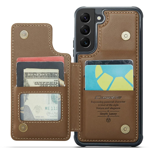 For Samsung Galaxy S21 5G / 4G Phone Case CASEME C22 Leather Back Cover with RFID Blocking Card Slots - Brown - 2